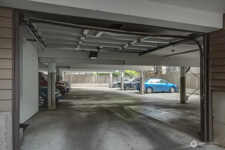 Secured parking lot.