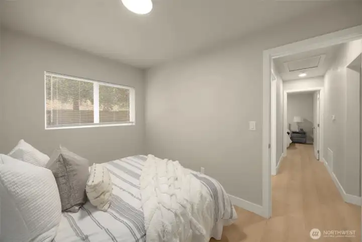 Bedroom #2 with hallway view.