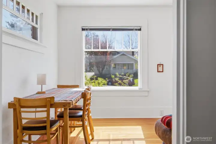 Looking out to the south facing front lawn and garden area.