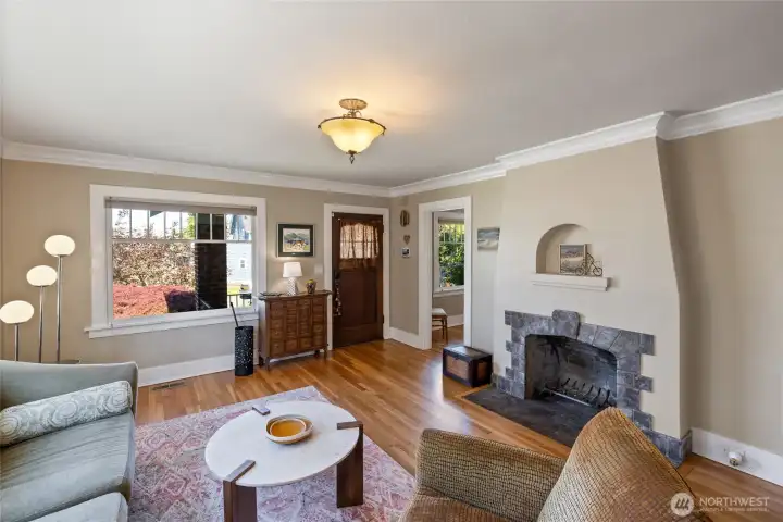 Original fireplace adds character to the already charming home.