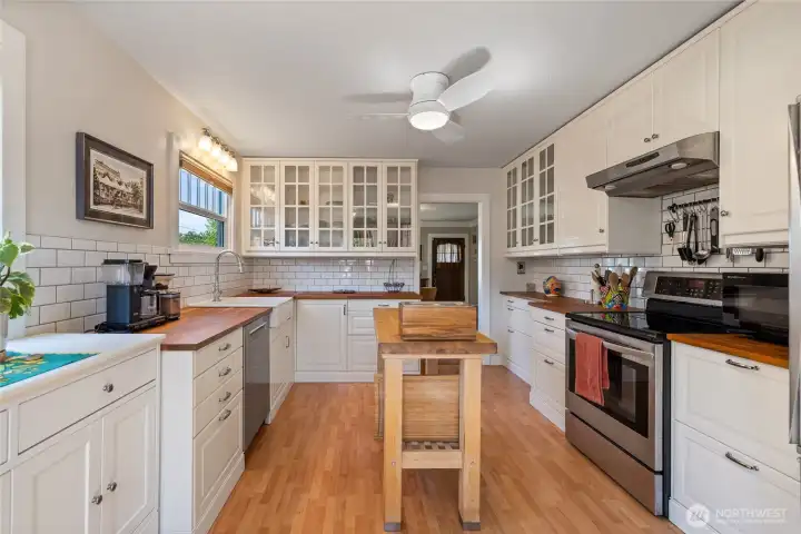 An abundance of counter space makes meals easy.