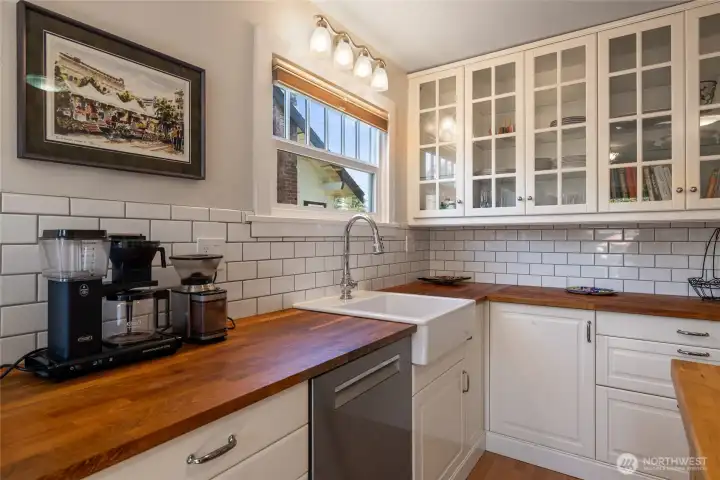 Enjoy your morning coffee in the sun lit kitchen.