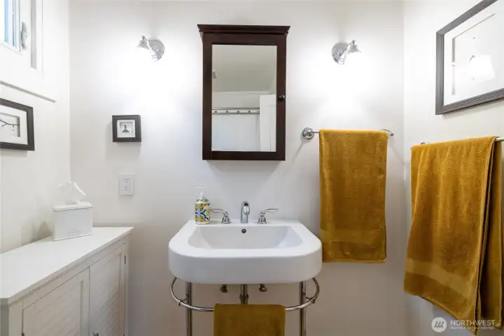 A charming bath with natural light.