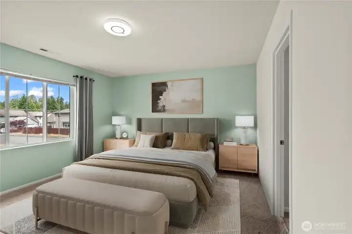 Virtually staged master bedroom Virtually staged master bedroom