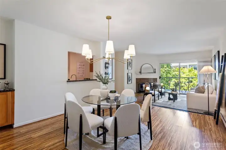 Open concept with new, grand chandelier. Perfect for entertaining small or large gatherings. Open concept with new, grand chandelier. Perfect for entertaining small or large gatherings.