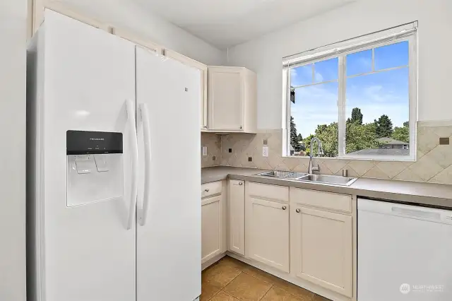 Kitchen with new Countertops, Refrigerator and Dishwasher