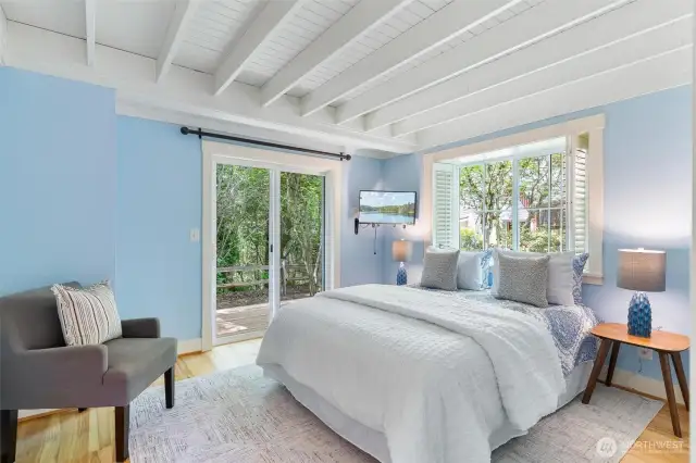 Slider access to private deck with forest views