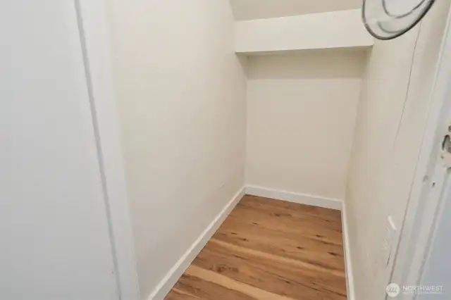 Under stairs storage closet - new paint and floors