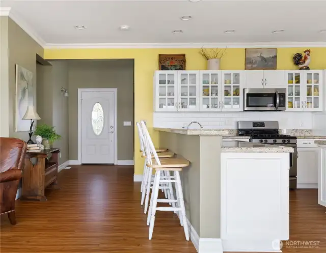 Street side entrance.  Beautiful Gourmet Kitchen with eating bar...