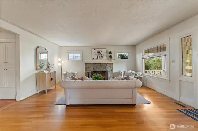 View of the living room, from the dining room