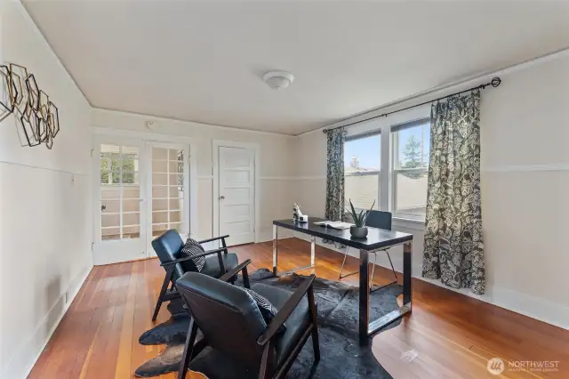 This room has french doors with a spacious closet.
