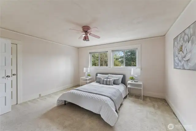 The front bedroom on the second floor. These two windows face North 22nd St.