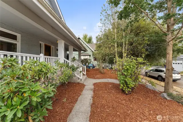 Professional landscaping was just completed, including beauty bark!