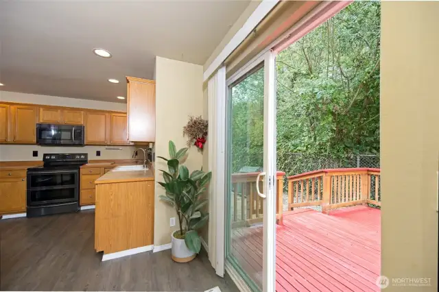 Sliding door to the large back deck.