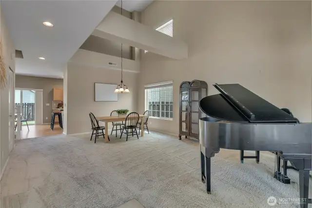 Vaulted ceilings in front room