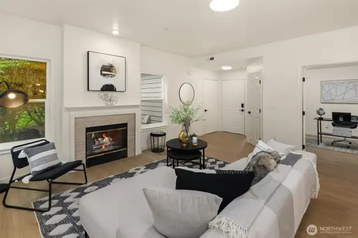 Private office just off living area, with double doors giving privacy when needed. Would make a great guest room too.