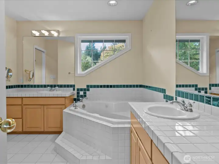 Primary with shower and soaking tub