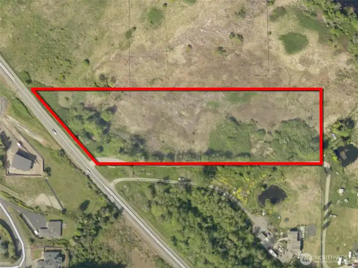 Overhead view with approximate boundaries in red.