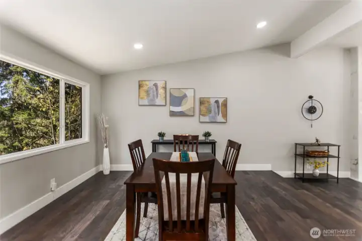 A formal dining room with plenty of room to entertain at the holidays or for special occasions.