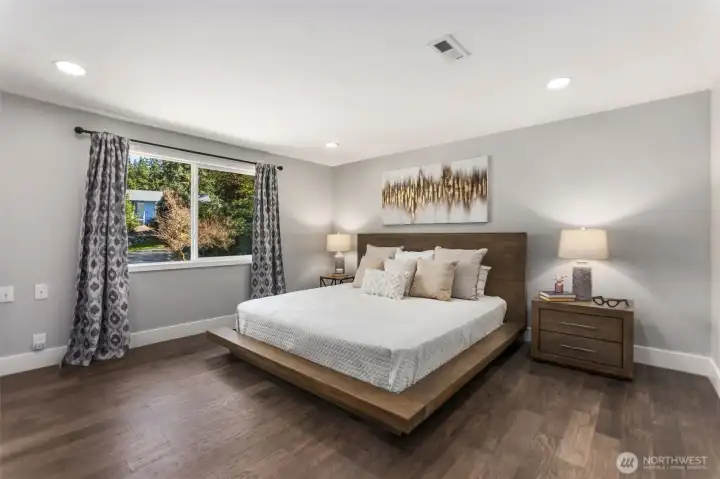 The primary bedroom with a room for comfy sitting area. This floor plan offers so much flexibility.