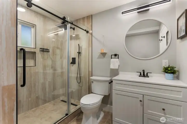 Bathroom with a shower downstairs!