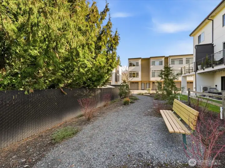 Community Bench with path through