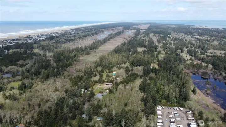 drone shot from above the home shows the ocean!