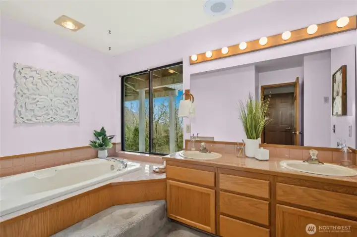 Primary bathroom provides a large footprint to work with.