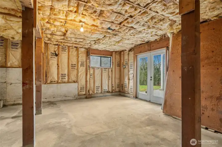 Unfinished basement could be storage or a home gym.