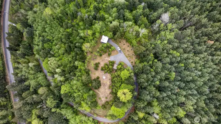 The vehicle shown in this aerial photo offers perspective on the impressive scale of the property.
