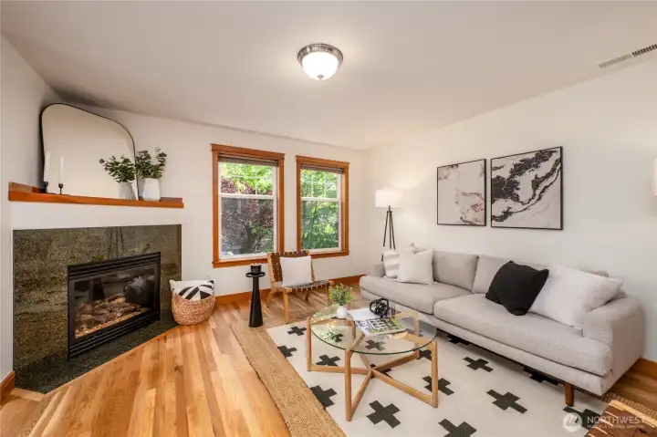 Cozy gas fireplace