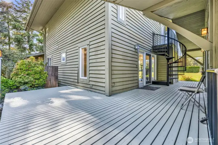 EXPANSIVE DECK W/ENTRANCES TO MAIN HOUSE ON LEFT AND CABIN ON RIGHT-CIRCULAR STAIRCASE TO UPPER LEVEL EXPANSIVE DECK W/ENTRANCES TO MAIN HOUSE ON LEFT AND CABIN ON RIGHT-CIRCULAR STAIRCASE TO UPPER LEVEL