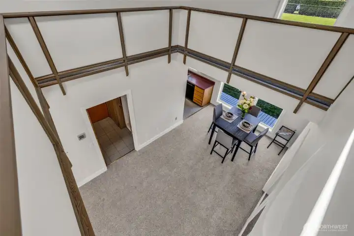 2ND FLOOR CUTOUT LOOKS DOWN ON MAIN HOUSE ENTRANCE/DINING ROOM 2ND FLOOR CUTOUT LOOKS DOWN ON MAIN HOUSE ENTRANCE/DINING ROOM