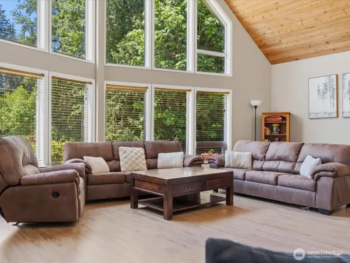 Vaulted ceilings extend through all of the main living areas.