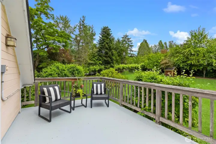 Complete with a deck overlooking the yard.