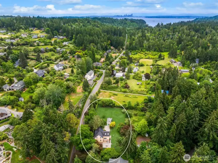 View from above looking east with Seattle in the distance.