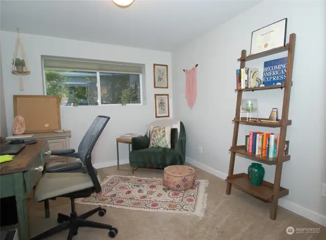 Lower level Home office with full size windows and French lighted doors.