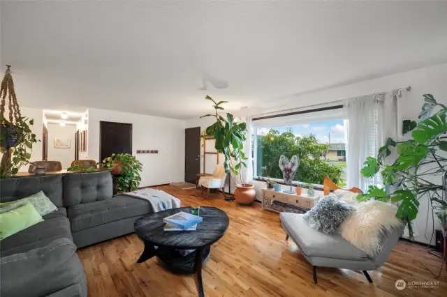 Natural light filled living space.