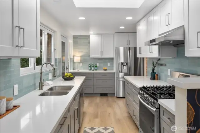 Beautifully remodeled kitchen with smart skylight add
