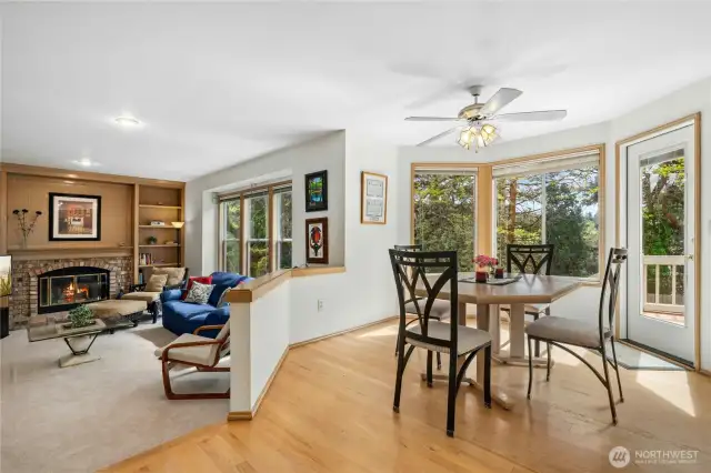 Great room concept. Casual eating area.