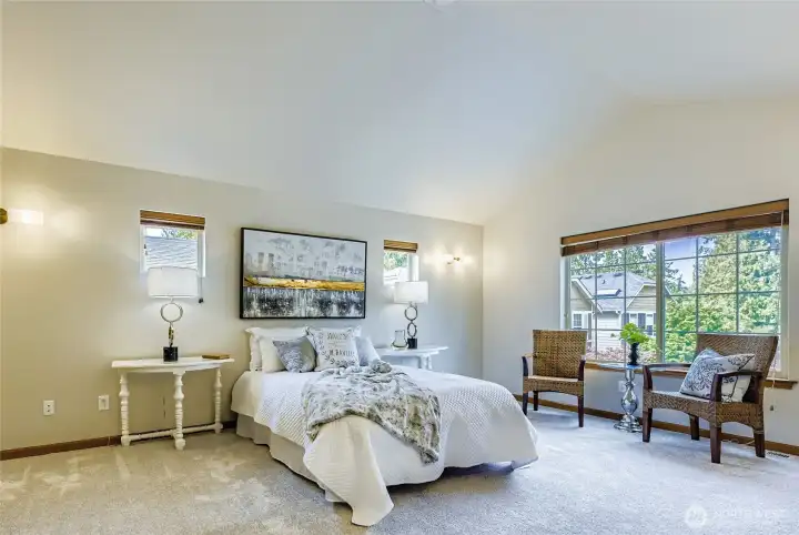 Brand new neutral tone carpet throughout the upstairs.