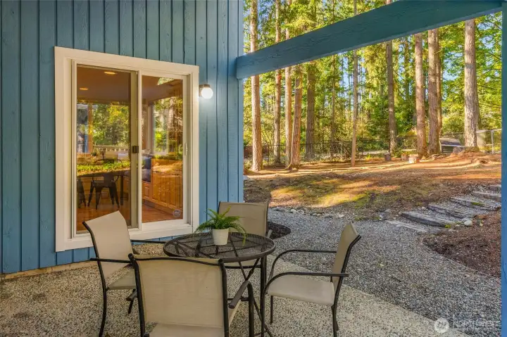 Fully fenced backyard, covered patio