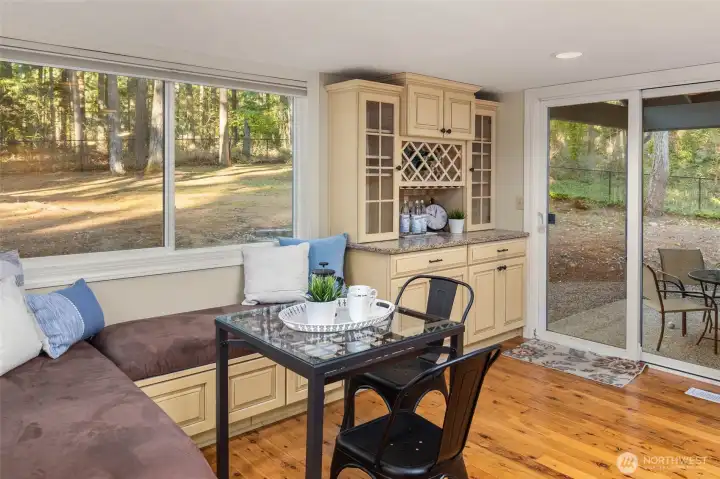 Dining nook w/ door to covered patio