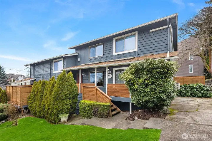 Private entrance and dedicated off-street parking pad. Monthly landscaping service through HOA.