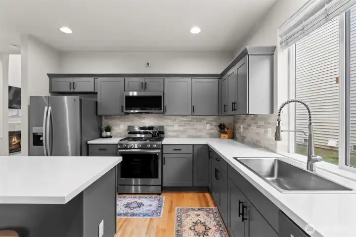 Completely remodeled kitchen.