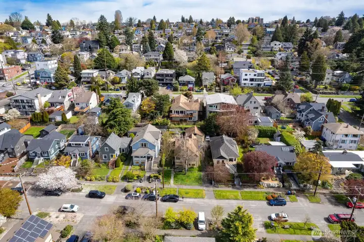 View of property and surrounding neighborhood looking east.