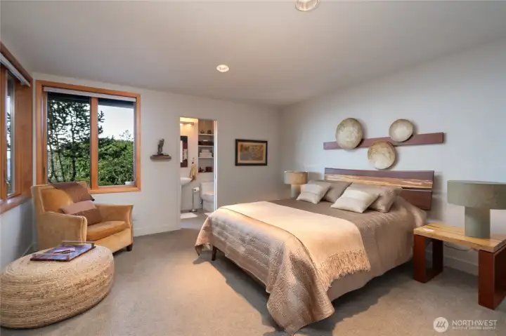 Cozy guest bedroom with warm neutral tones