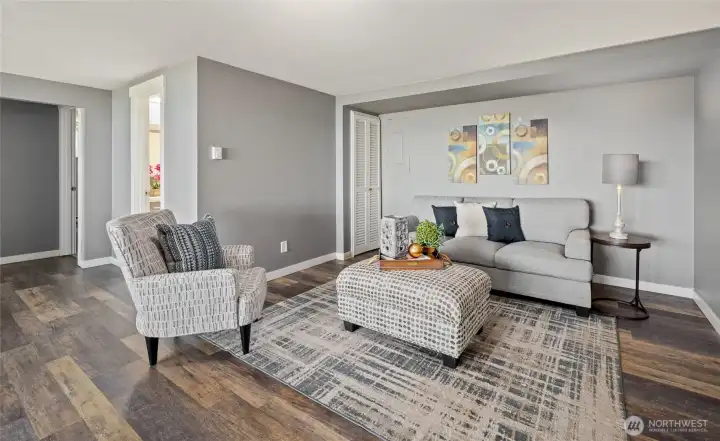 Down stairs living area, great for MIL, ADU, or Airbnb