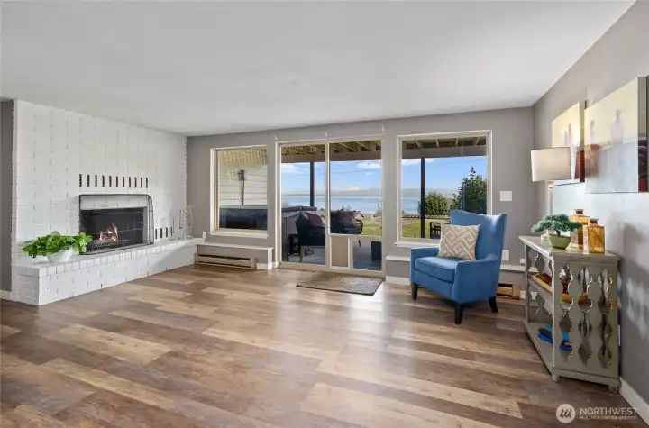 Cozy up to the 3rd fireplace and a view