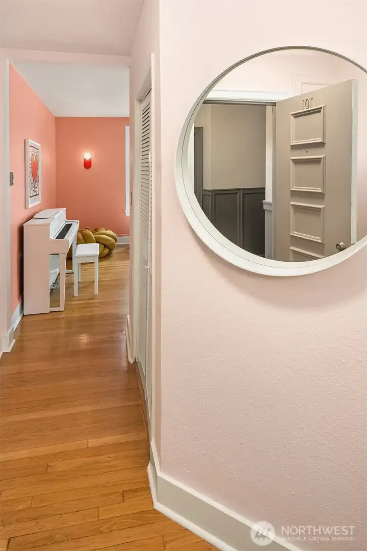 Beautiful hardwoods flow throughout the unit.